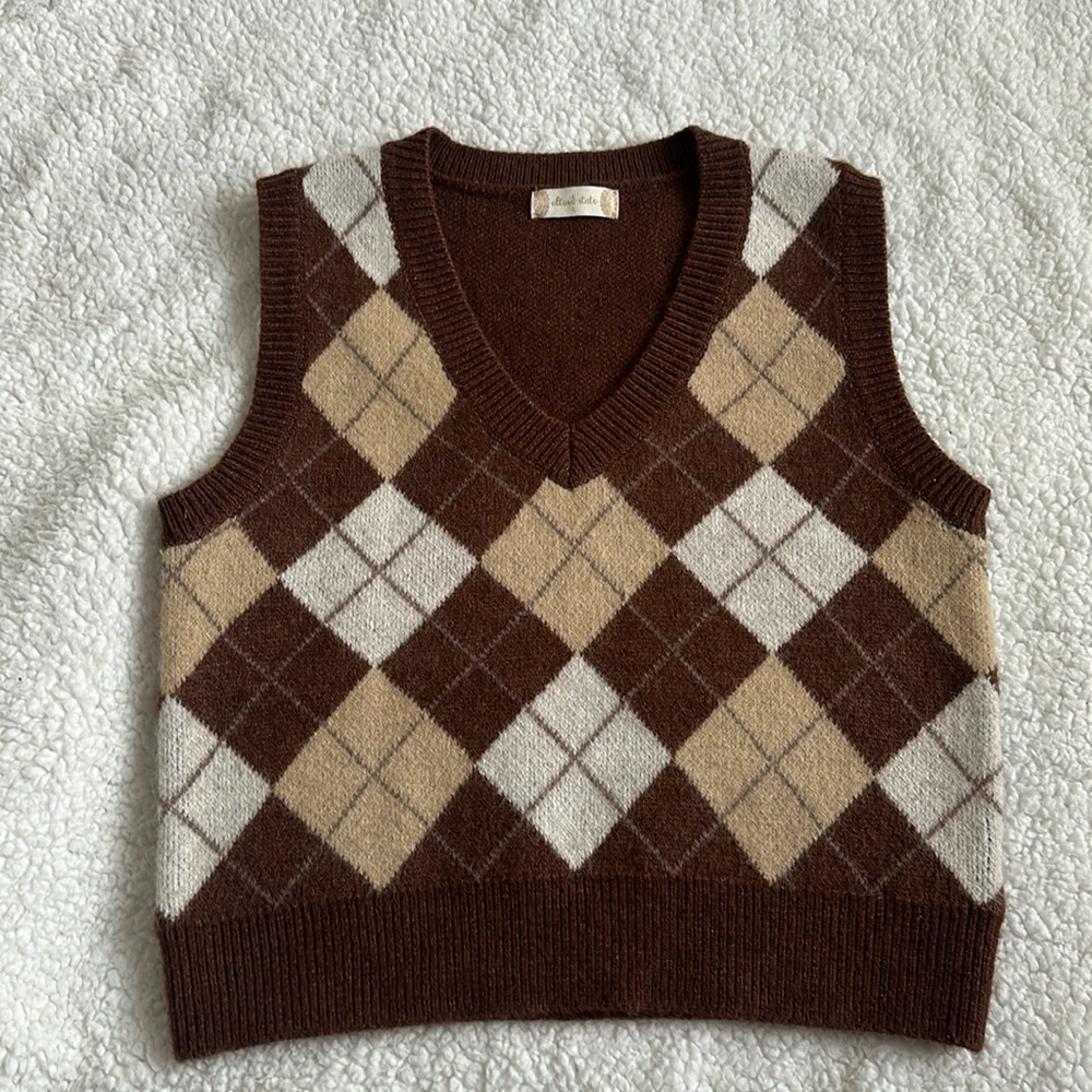 brown sweater vest